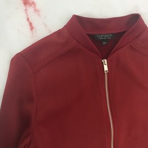 Topshop Red Bomber Jacket